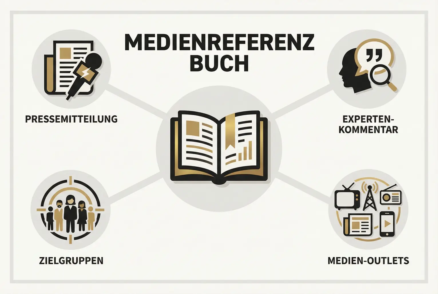 Ein Buch als zentrale Informationsquelle für Medien und Journalisten dargestellt.