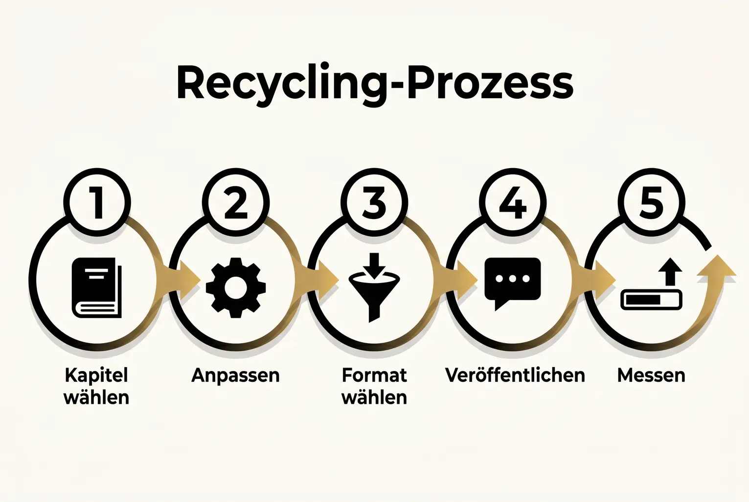 Praktische Schrittfolge: Diese Grafik führt durch die fünf wichtigsten Phasen vom Kapitel zum veröffentlichten Format — ideal für Autoren, die sofort starten wollen.
