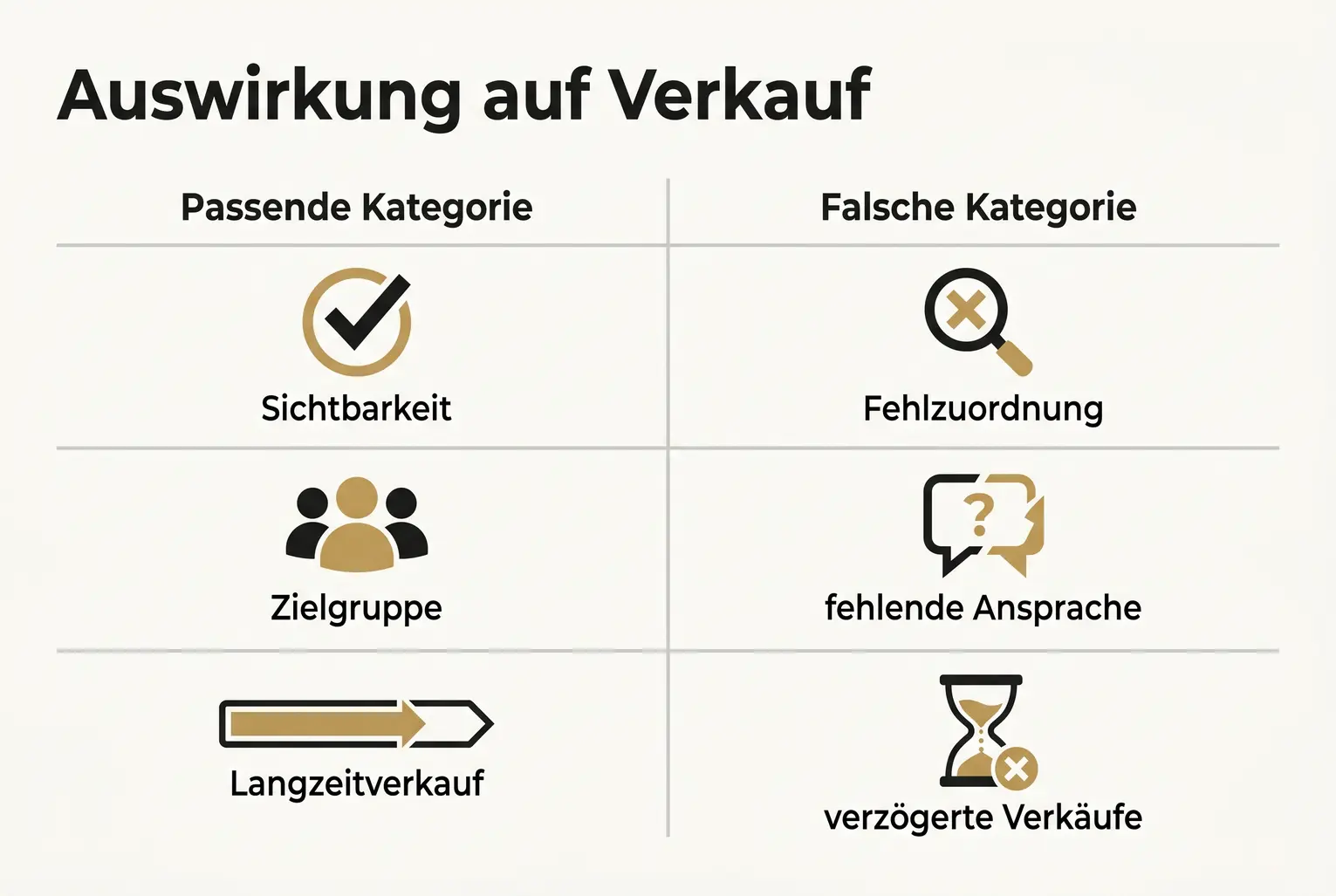 Ein klarer fünfstufiger Prozess, der Autoren durch die wichtigsten Entscheidungsschritte bei der Kategorie-Wahl führt.