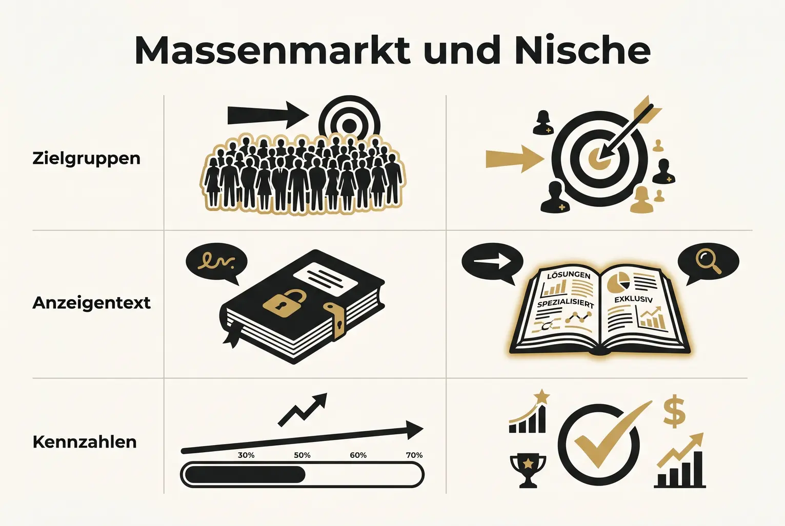 Schritt-für-Schritt-Ablauf von Recherche über Anzeigen-Tests bis zu Kontaktlisten und Retargeting – ideal für Nischen-Buchkampagnen.