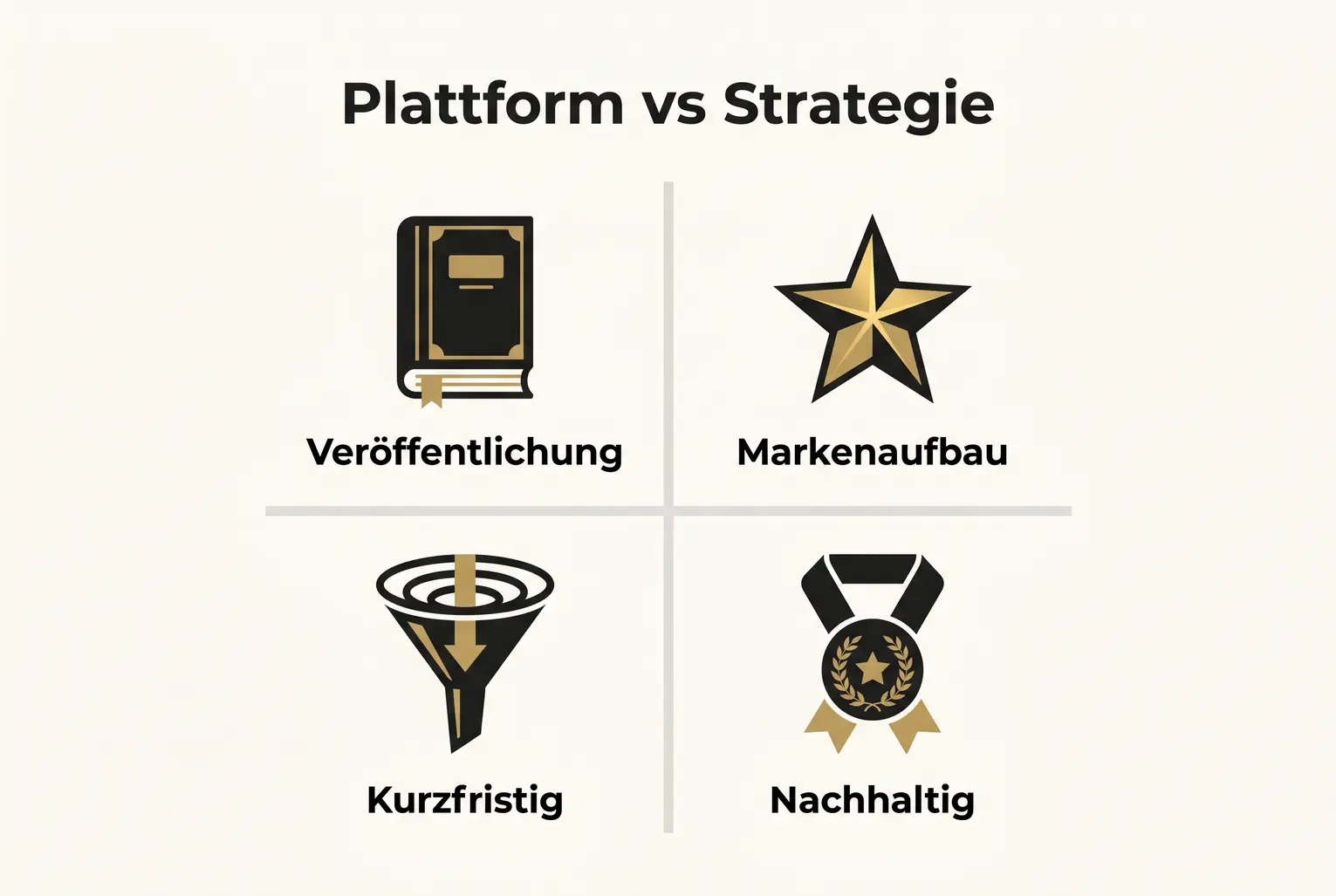 Vergleich: Plattformzentrierte Taktiken versus strategischer Markenaufbau — hilft Autor:innen, langfristige Entscheidungen für ihr Buch-Ökosystem zu treffen.