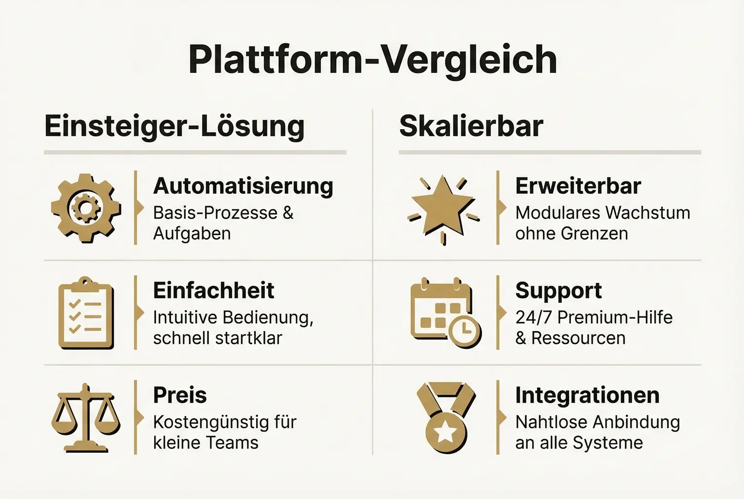 Kompakter Vergleich wichtiger Plattform-Kriterien: Welche Lösung passt zu Einsteigern, welche eignet sich für skalierbare High-Ticket-Angebote?