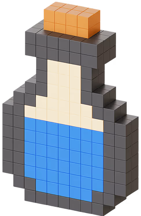 3D pixel art of a person with orange hair, pale skin, and a blue shirt made of cubic blocks.