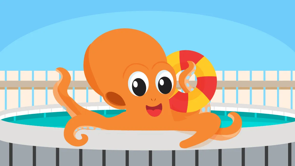 octopus on pool illustration