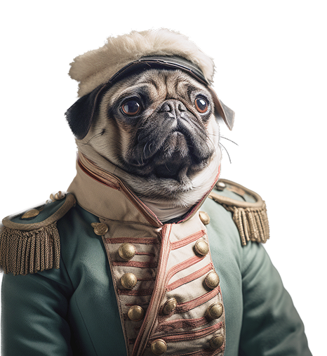 A stork humanimal dressed in red attire