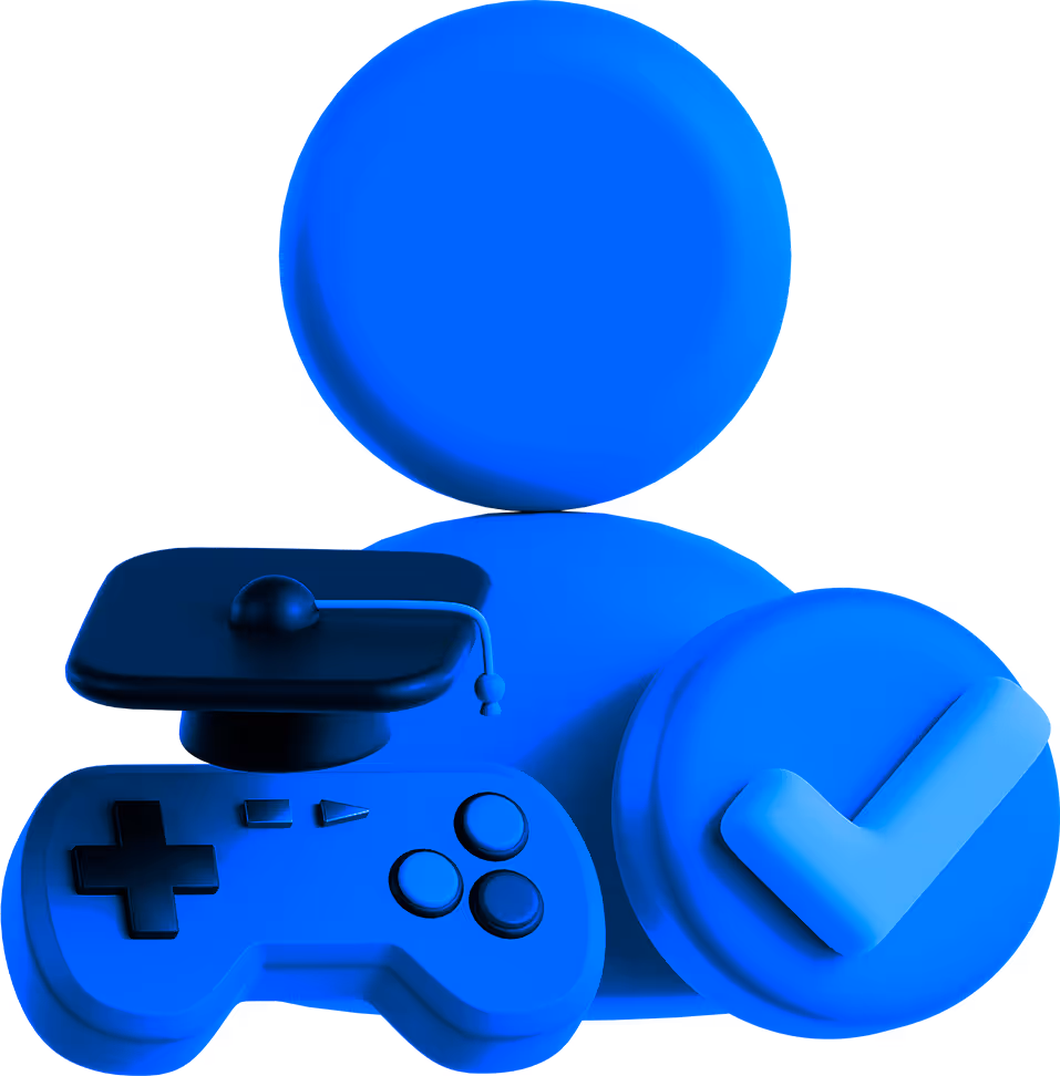 Human figure and controller icon representing role play and hands-on skill practice