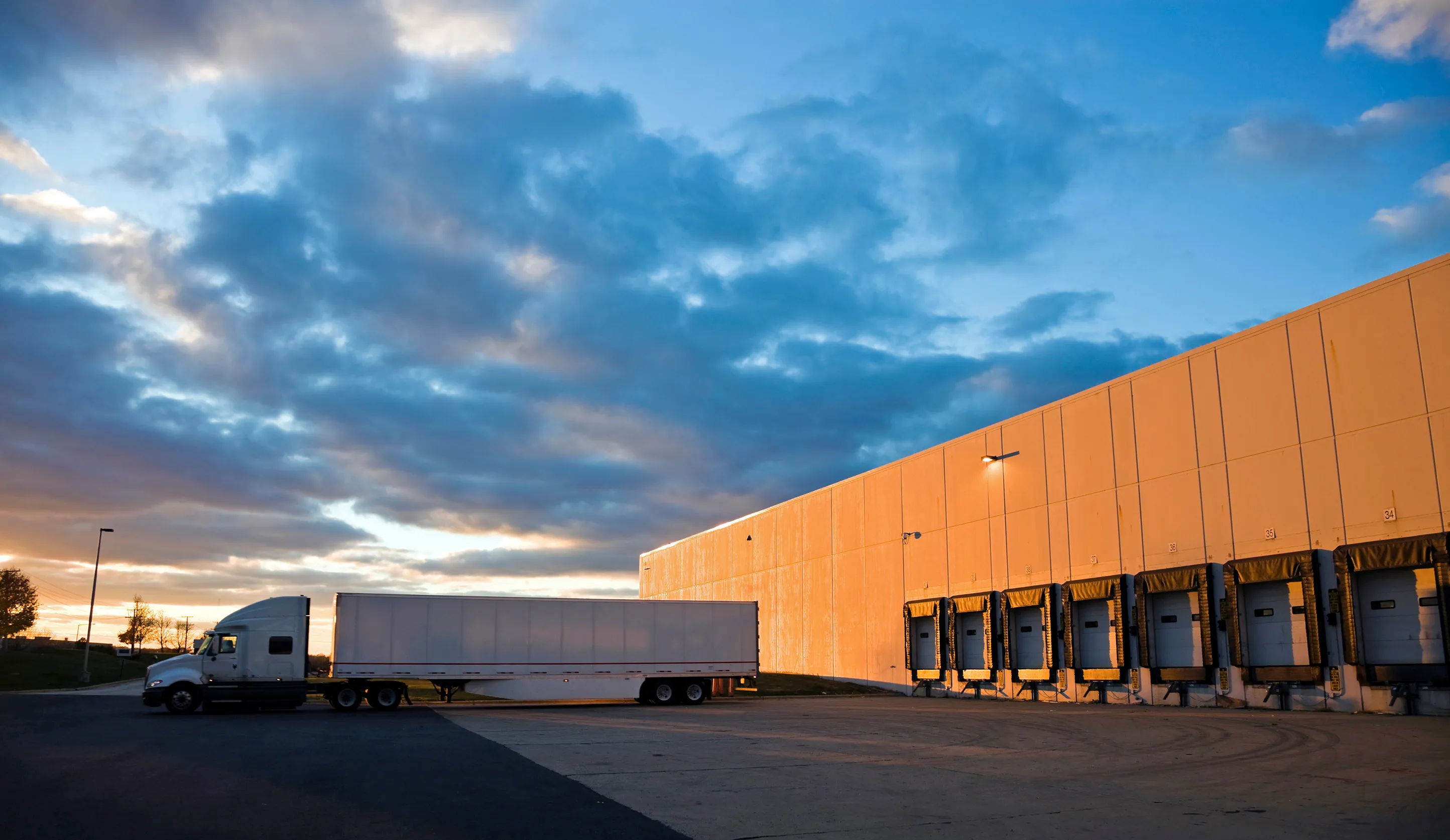 Industrial pallet rack system in operational warehouse