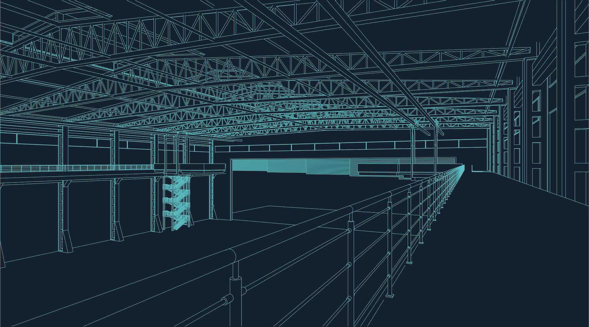 Tall warehouse pallet rack storage system interior view