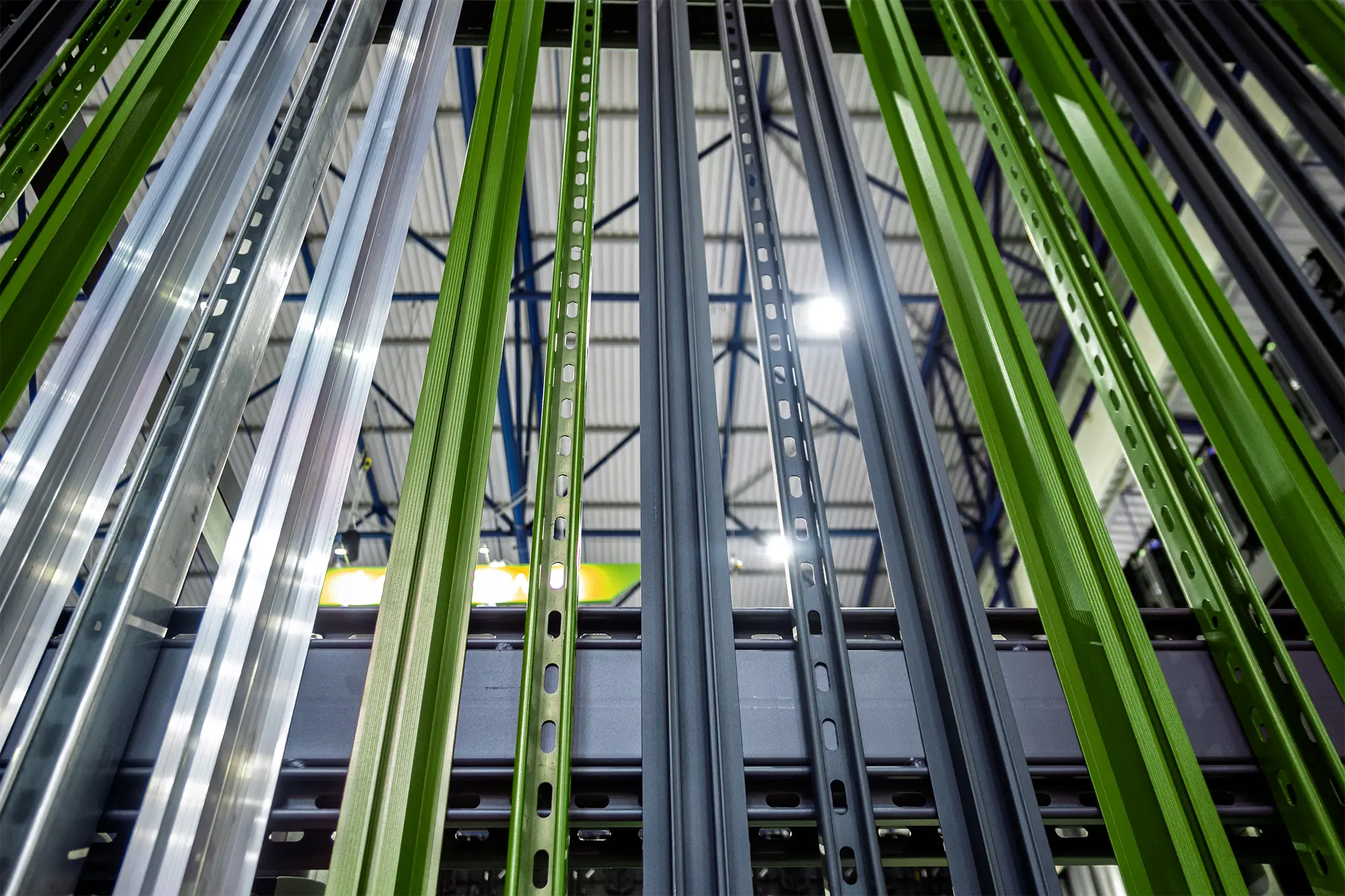 Modern automated warehouse system with conveyor technology