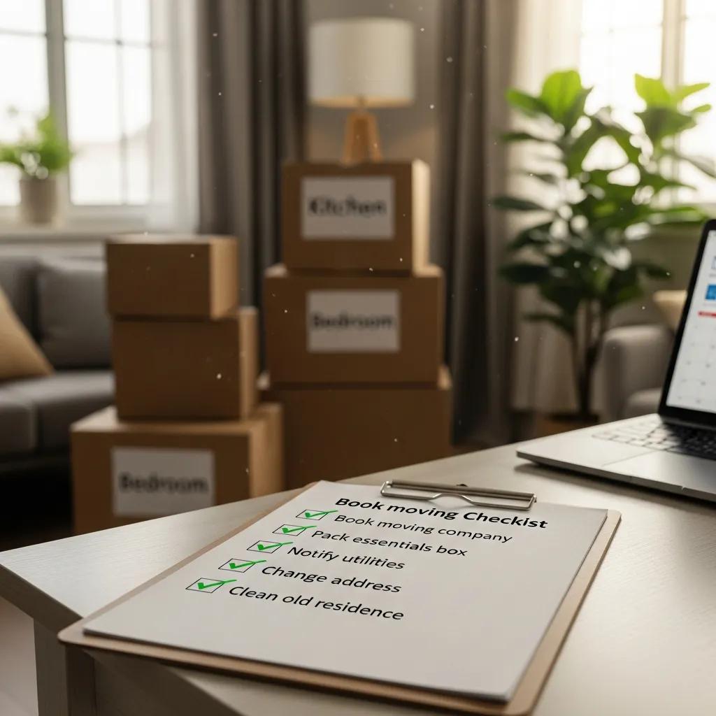 Organized moving checklist showing key tasks for a state-to-state move