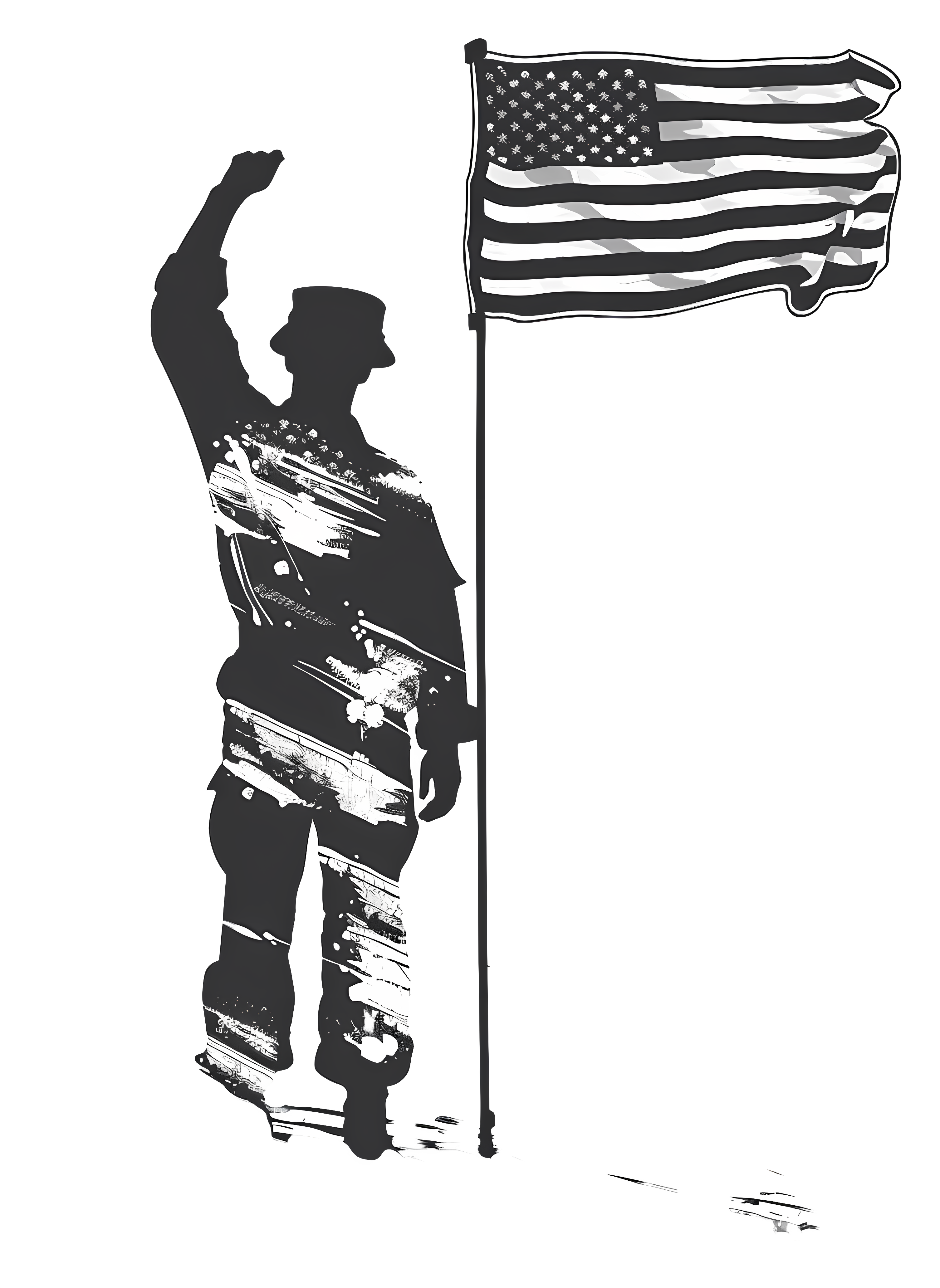 Silhouette of a soldier saluting the US flag, representing Arcis FM's Service-Disabled Veteran-Owned Small Business status.
