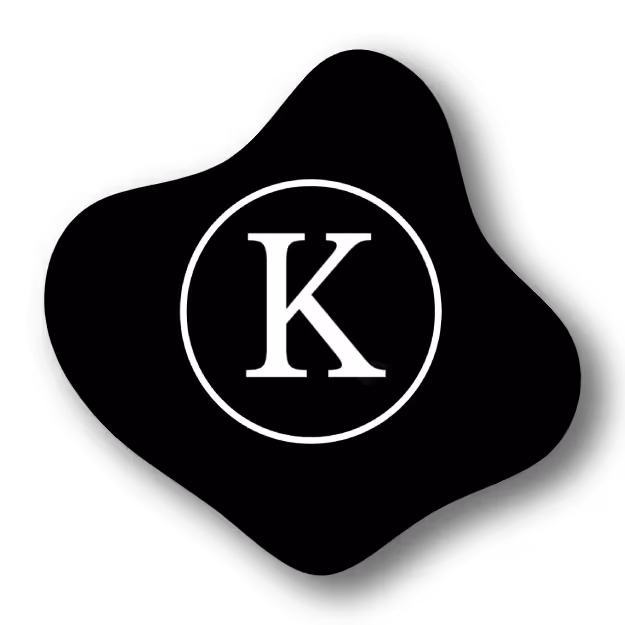 A floating logo of keystone inside a blob