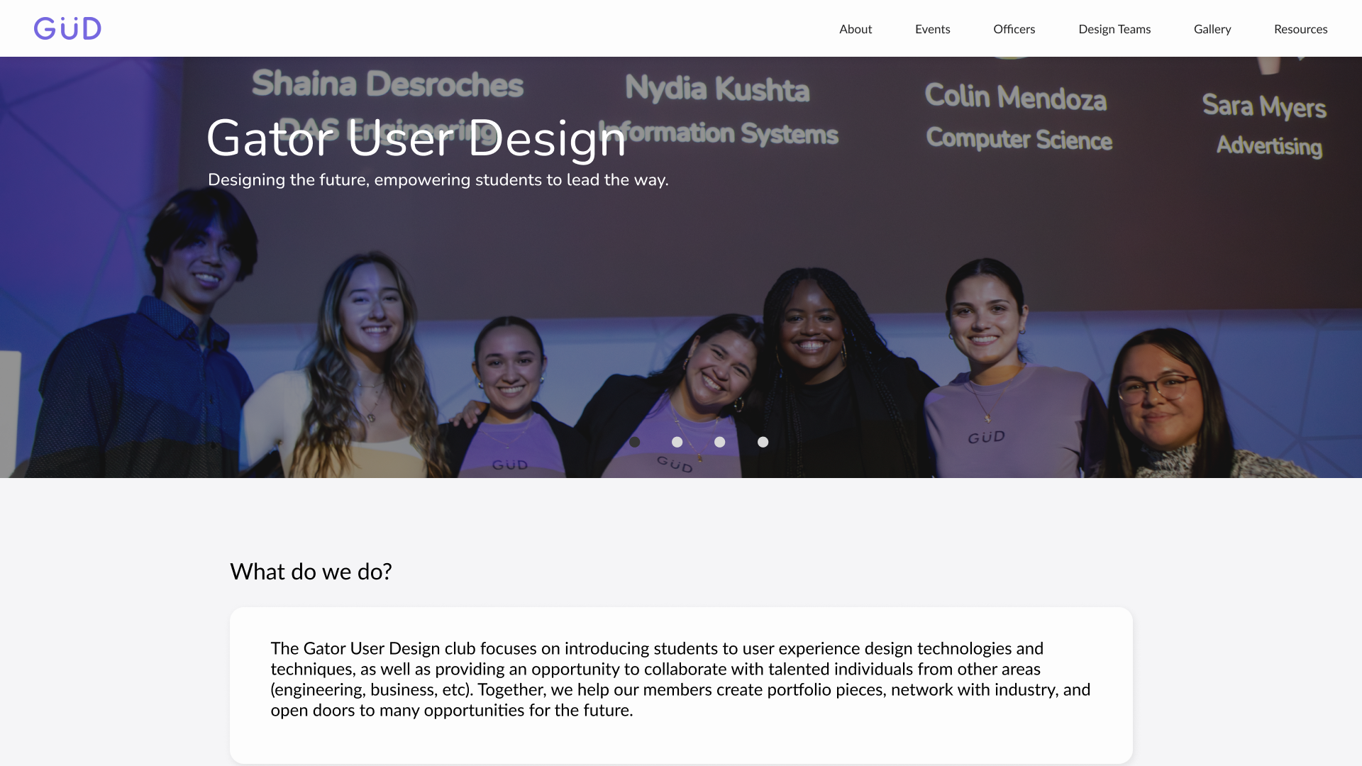 Gator User Design desktop homepage prototype
