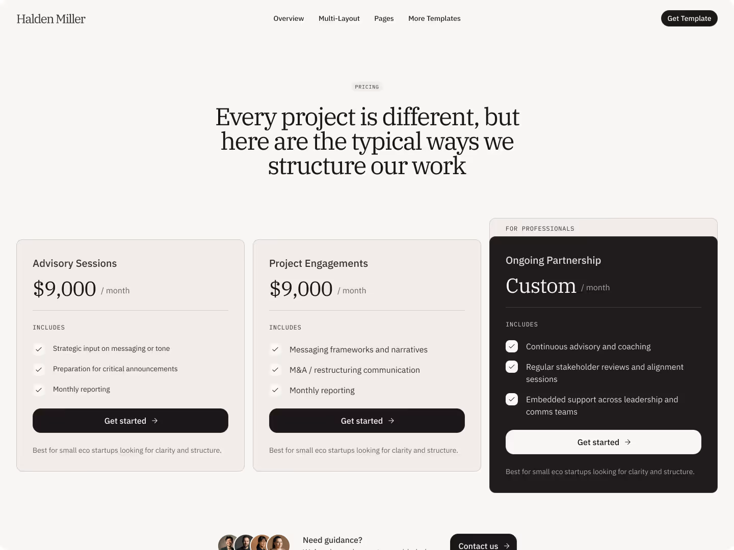 Pricing page layout displaying plan cards with features and pricing tiers.