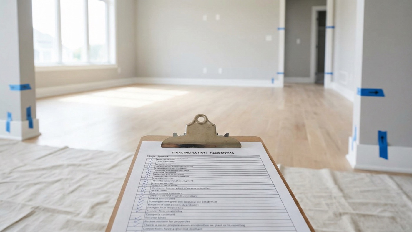 Final punch list inspection checklist in newly painted home
