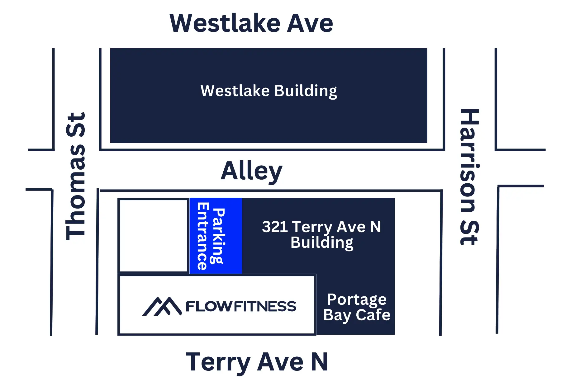 A map of Westlake Ave N.