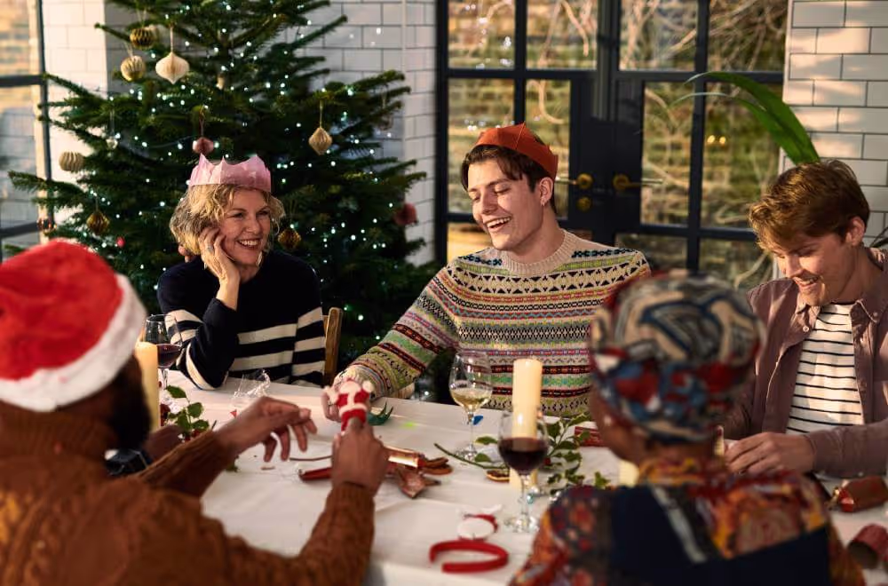 Family holiday gathering at table