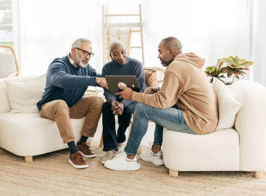 Adult son discussing Will and Living Trust with his parents.