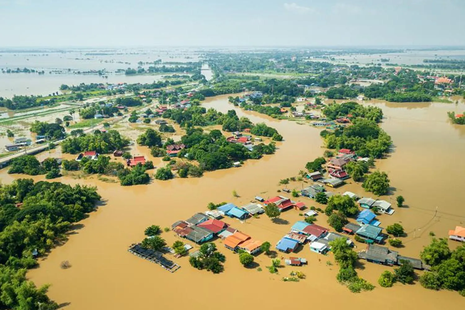Neighborhood under water after a flood