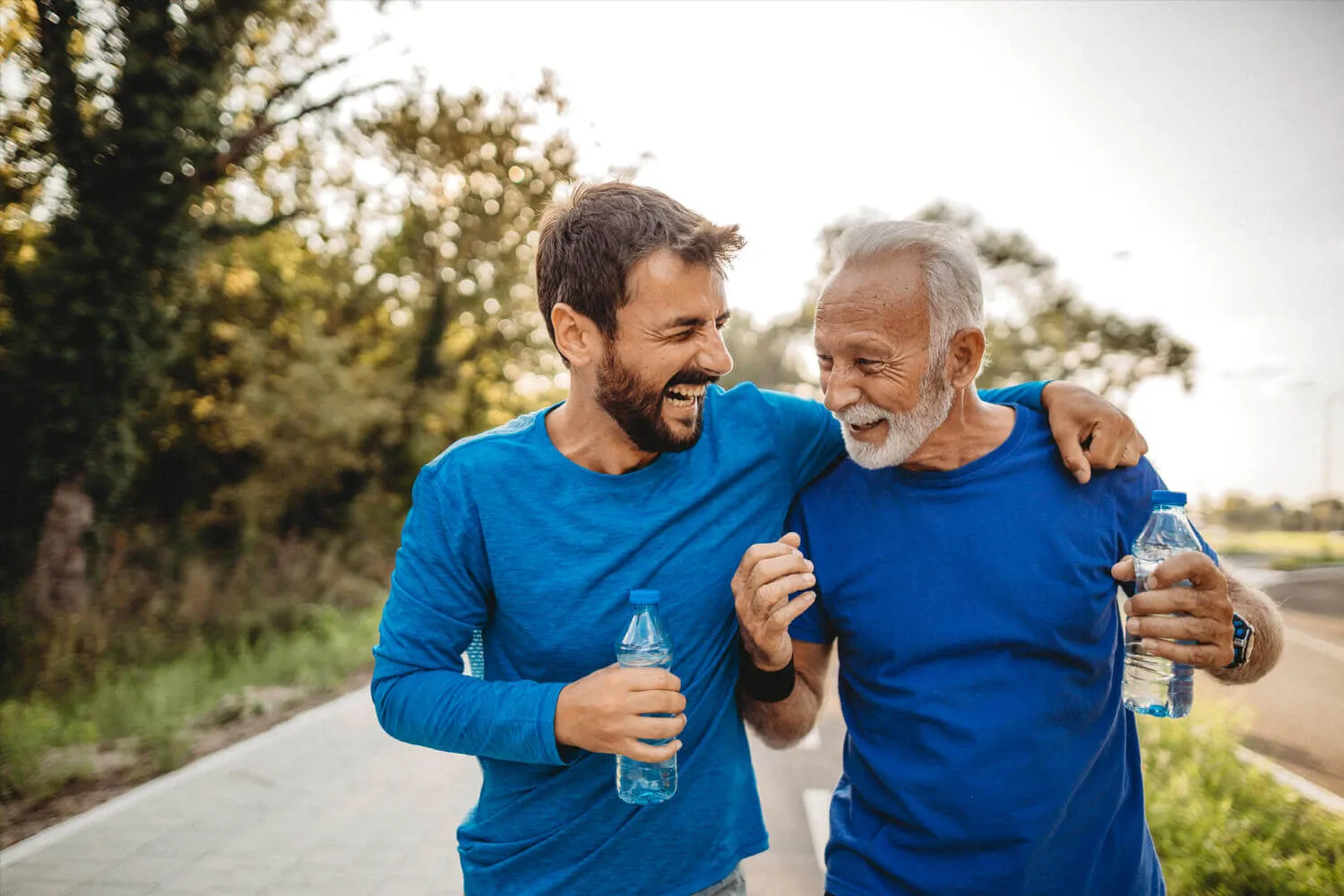 Two men exercising