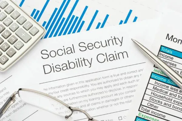 Social Security Disability Clam form on a desk