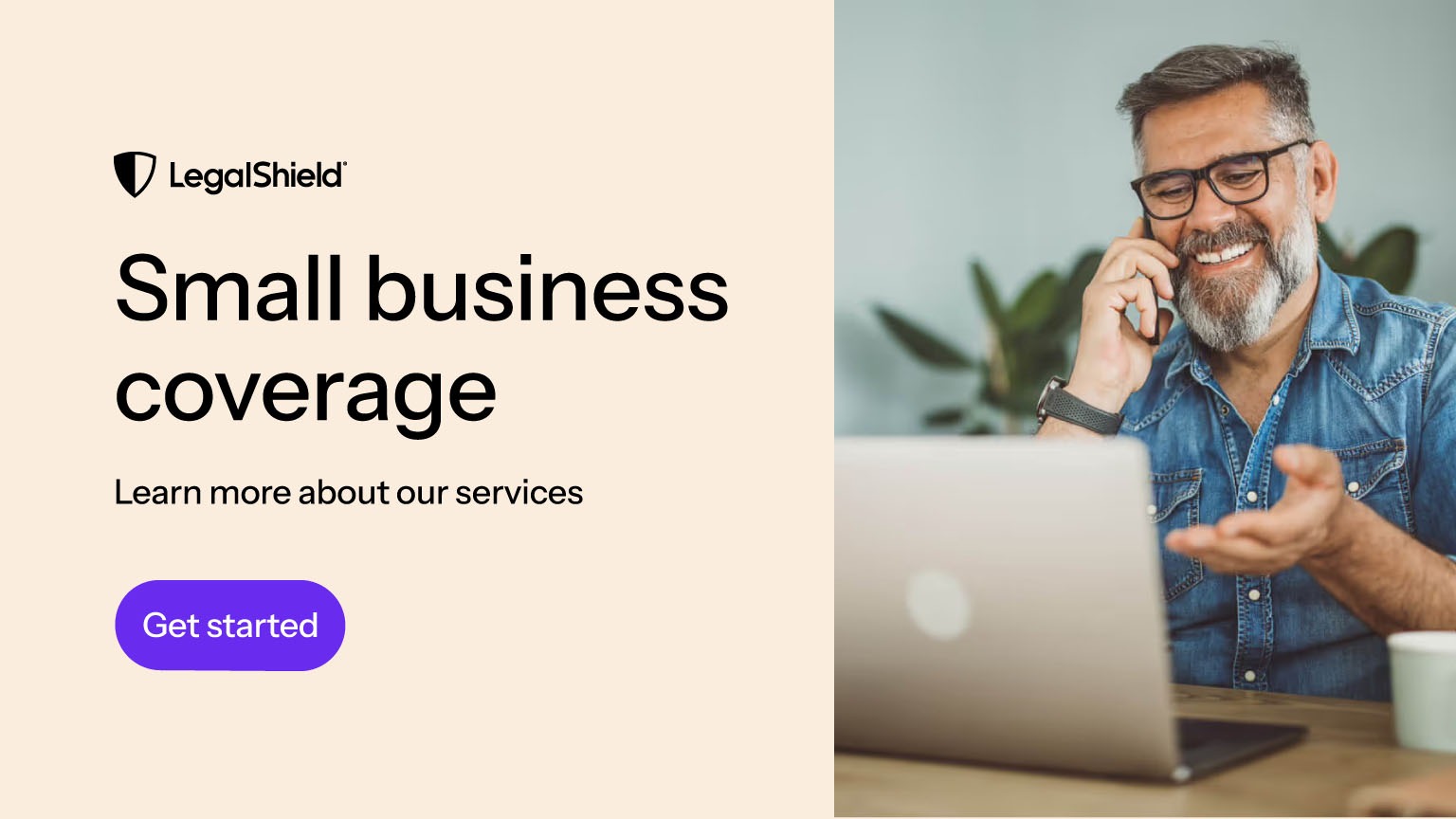 A LegalShield CTA promoting small business coverage services.