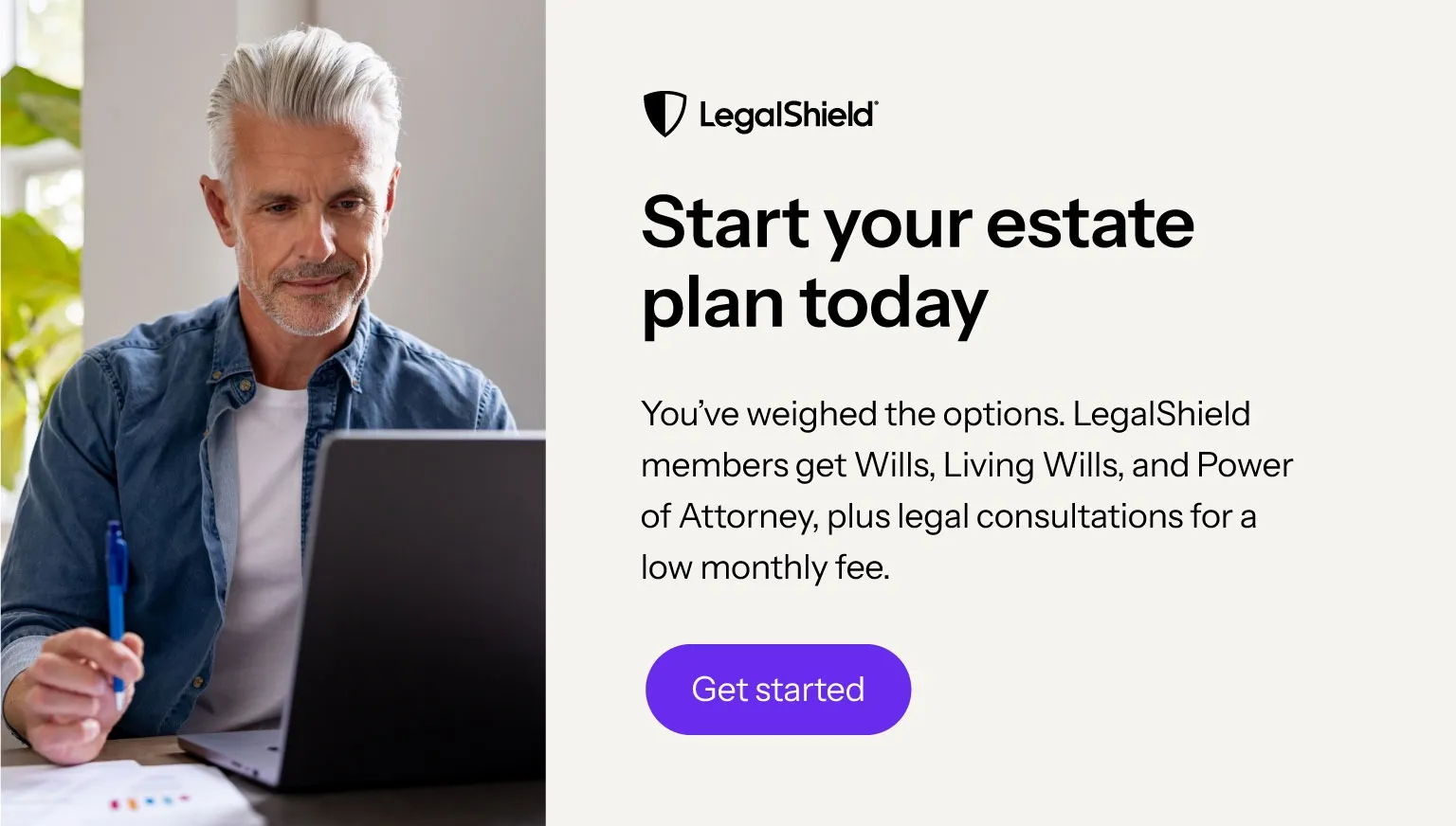 A man on a laptop reviewing his estate planning documents.