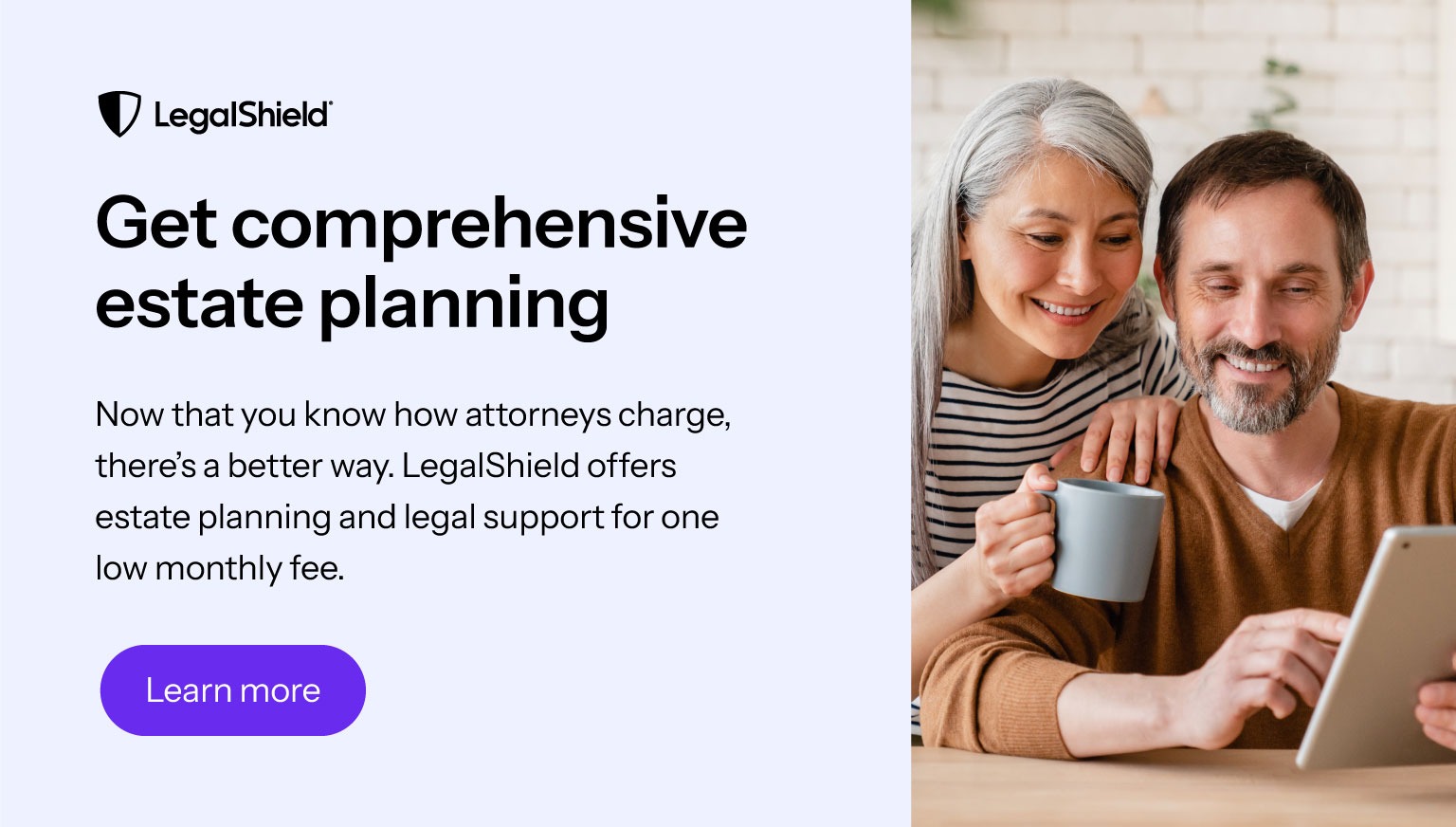 A couple on a tablet reviewing their estate planning options.