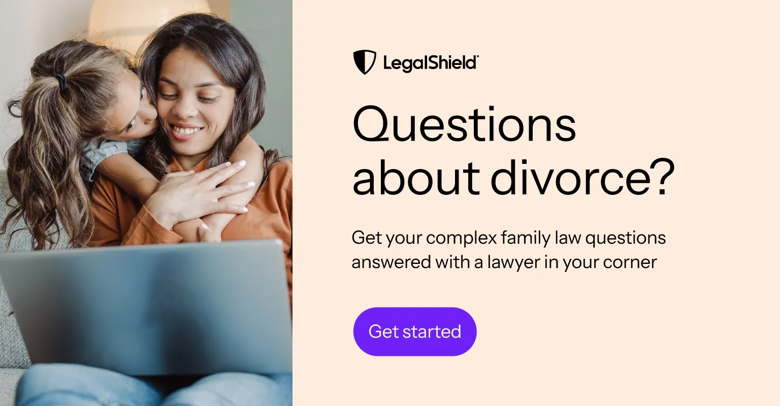 A woman on her computer learning about LegalShield's family law options.