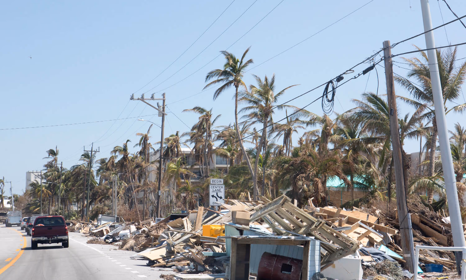 Aftermath of hurricane in Florida Keys leaves piles of trash and debris to be cleaned up