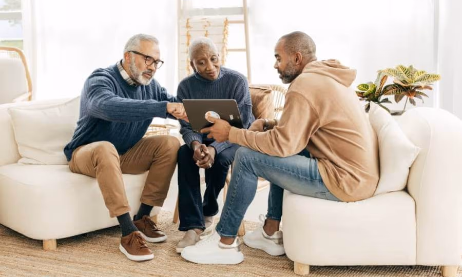 Adult son discussing Will and Living Trust with his parents.