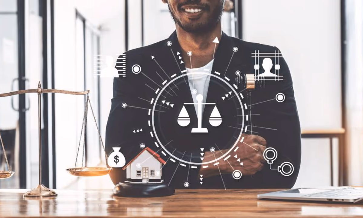 Lawyer using artificial intelligence, or AI, to do legal work.