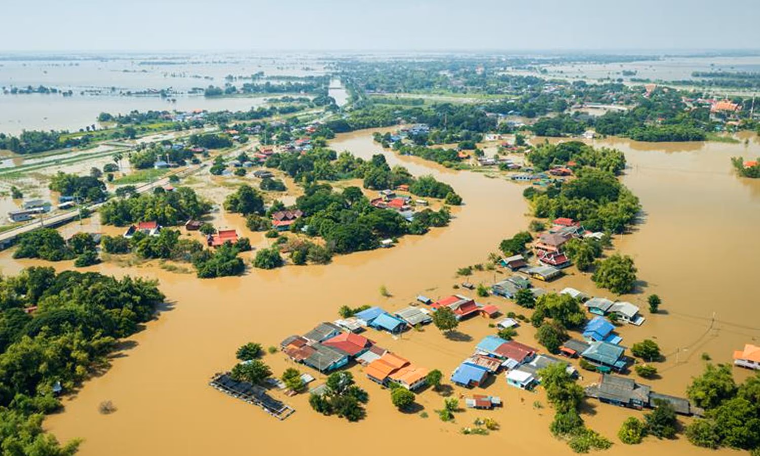 Neighborhood under water after a flood