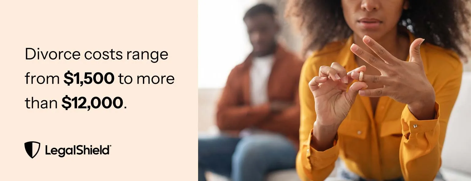 The cost of a divorce can range from $1,500 to more than $12,000, depending on how complex it is.