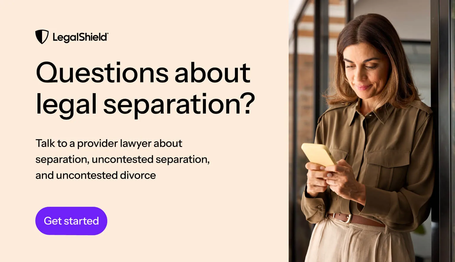 A LegalShield CTA advertising legal separation services.