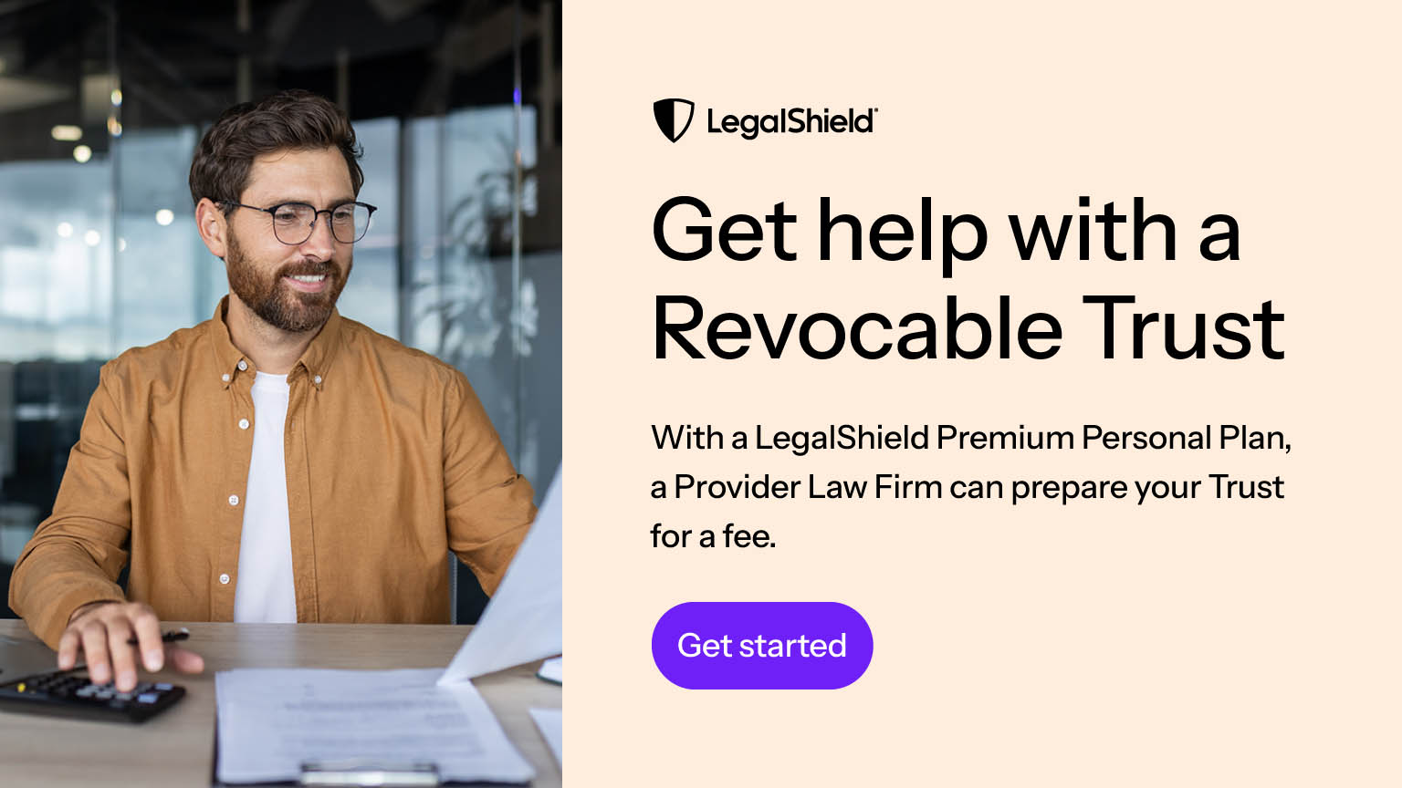 A LegalShield CTA promoting Trust services.