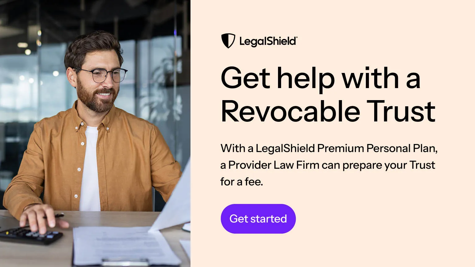 A LegalShield CTA promoting Trust services.