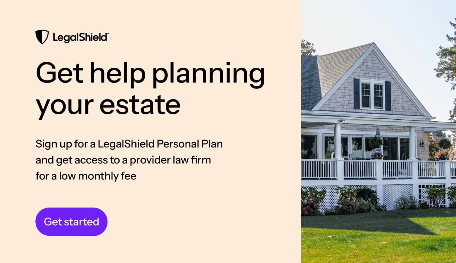 A call to action to sign up for a LegalShield Personal Plan to get access to estate planning support