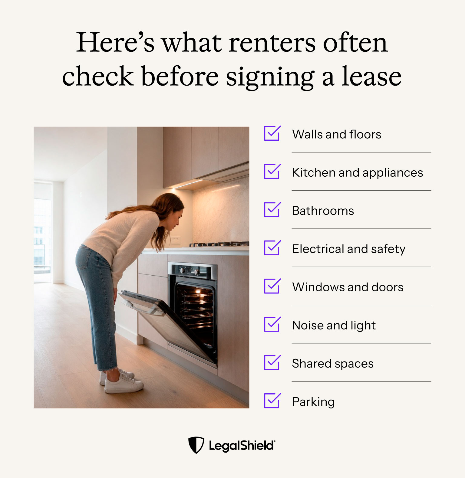 A checklist of items to look over during your next apartment tour