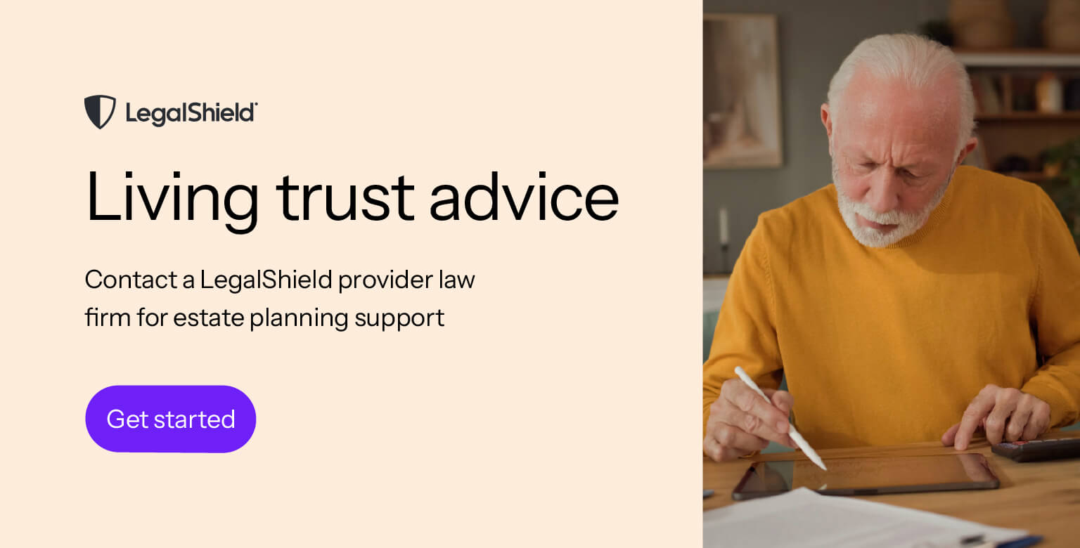 Un llamado a la acción de LegalShield para obtener asesoría sobre fideicomisos en vida.
