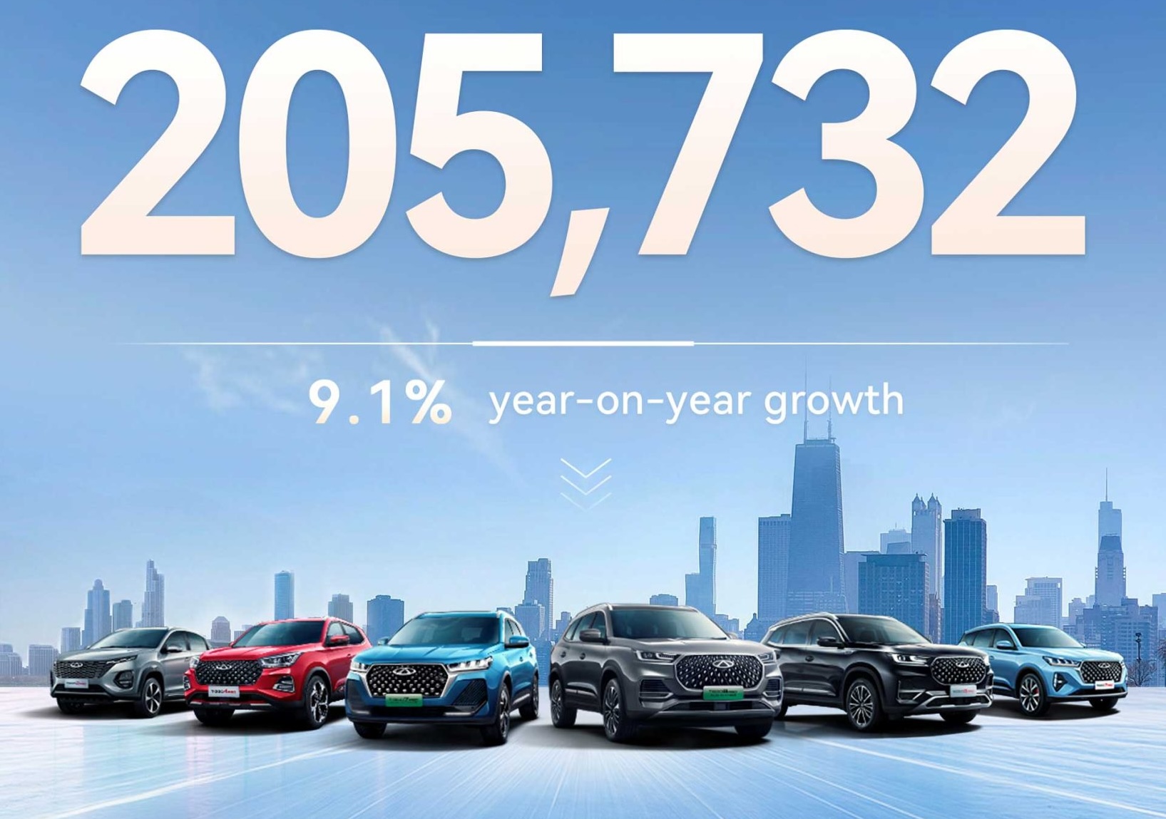 Chery supera el millón de ventas entre enero y mayo de 2025