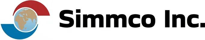 Simmco Inc. company logo with a stylized globe surrounded by red and blue curved shapes.