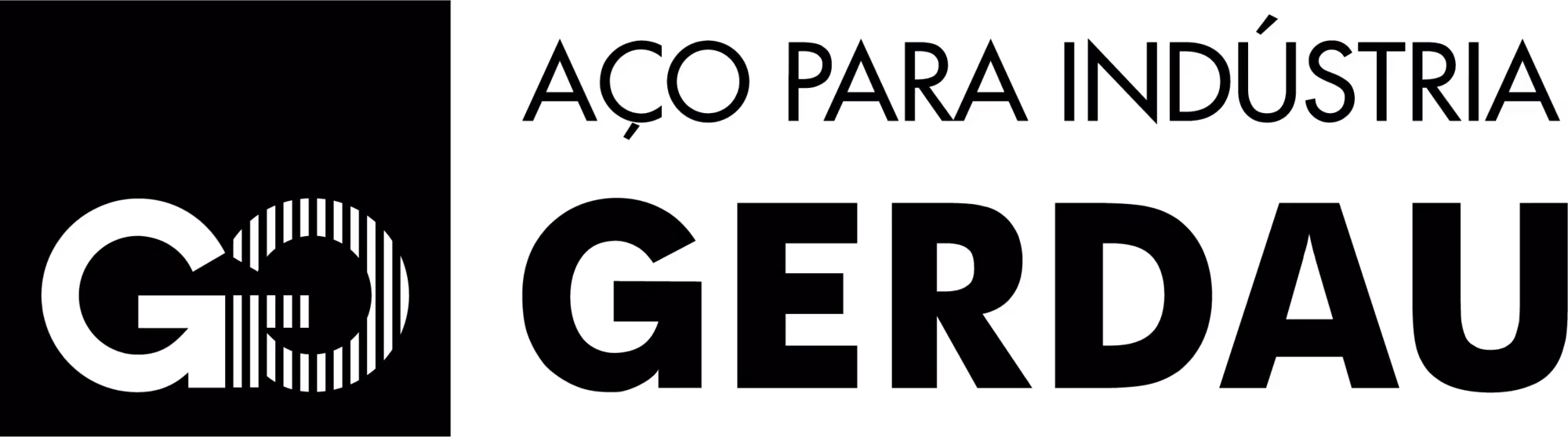 Gerdau logo with the phrase 'Steel for Industry' in Portuguese.