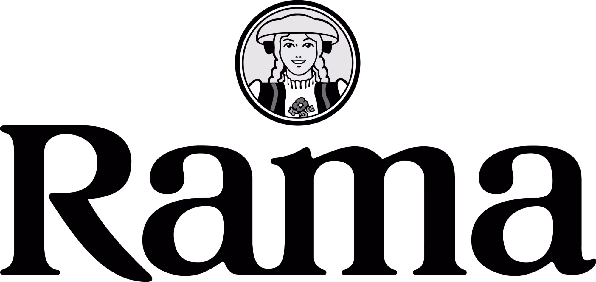 Logo of Rama brand featuring a smiling woman in traditional attire with a hat inside a circle above the word 'Rama'.