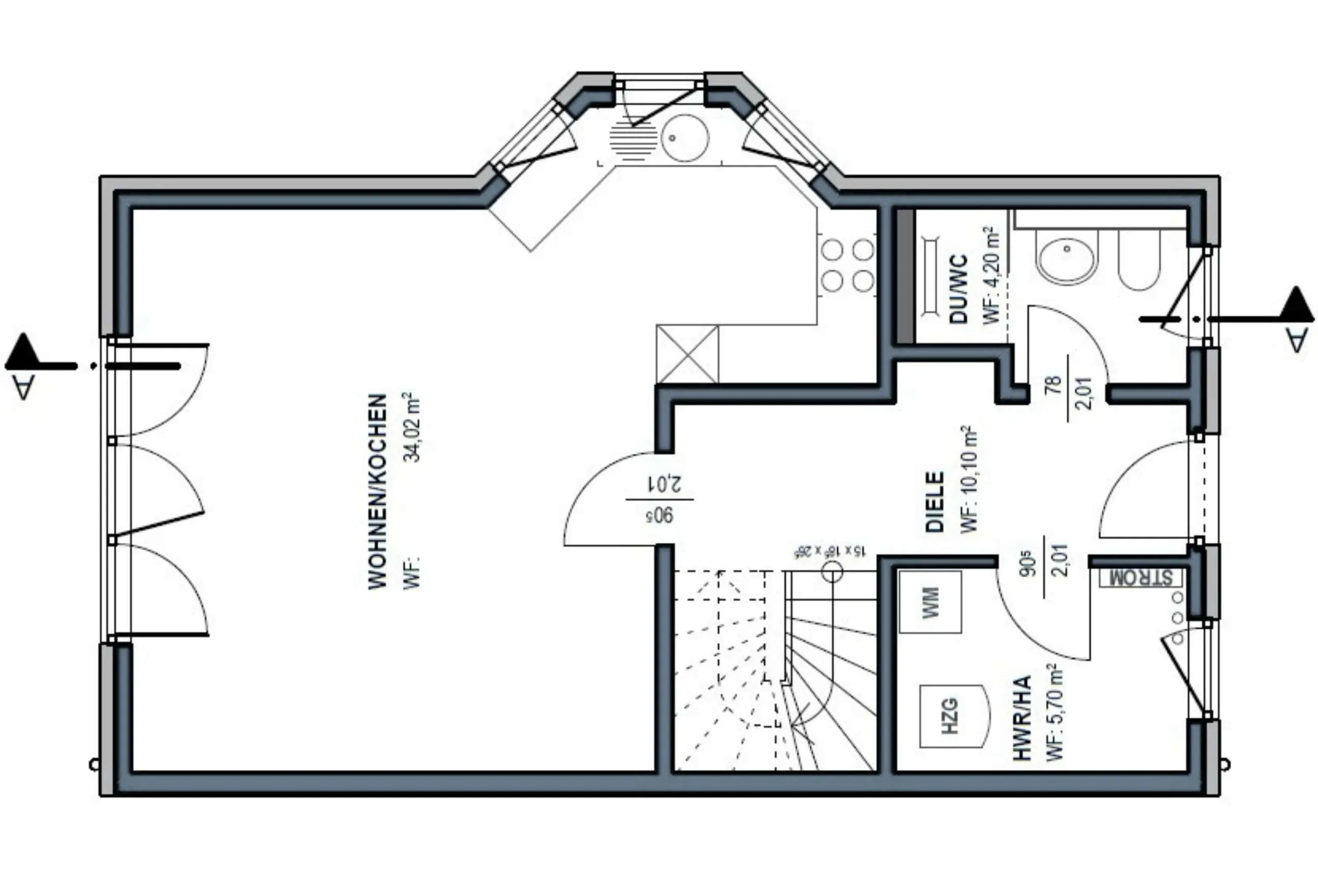 Grundriss Erdgeschoss QNG Immobilie
