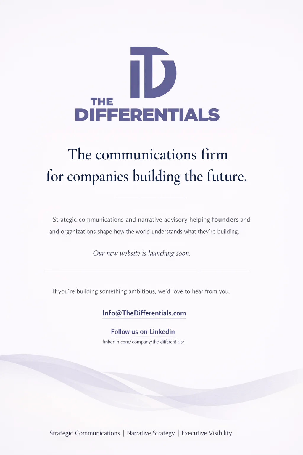 The Differentials. Communications from companies building the future. Website launching soon. 