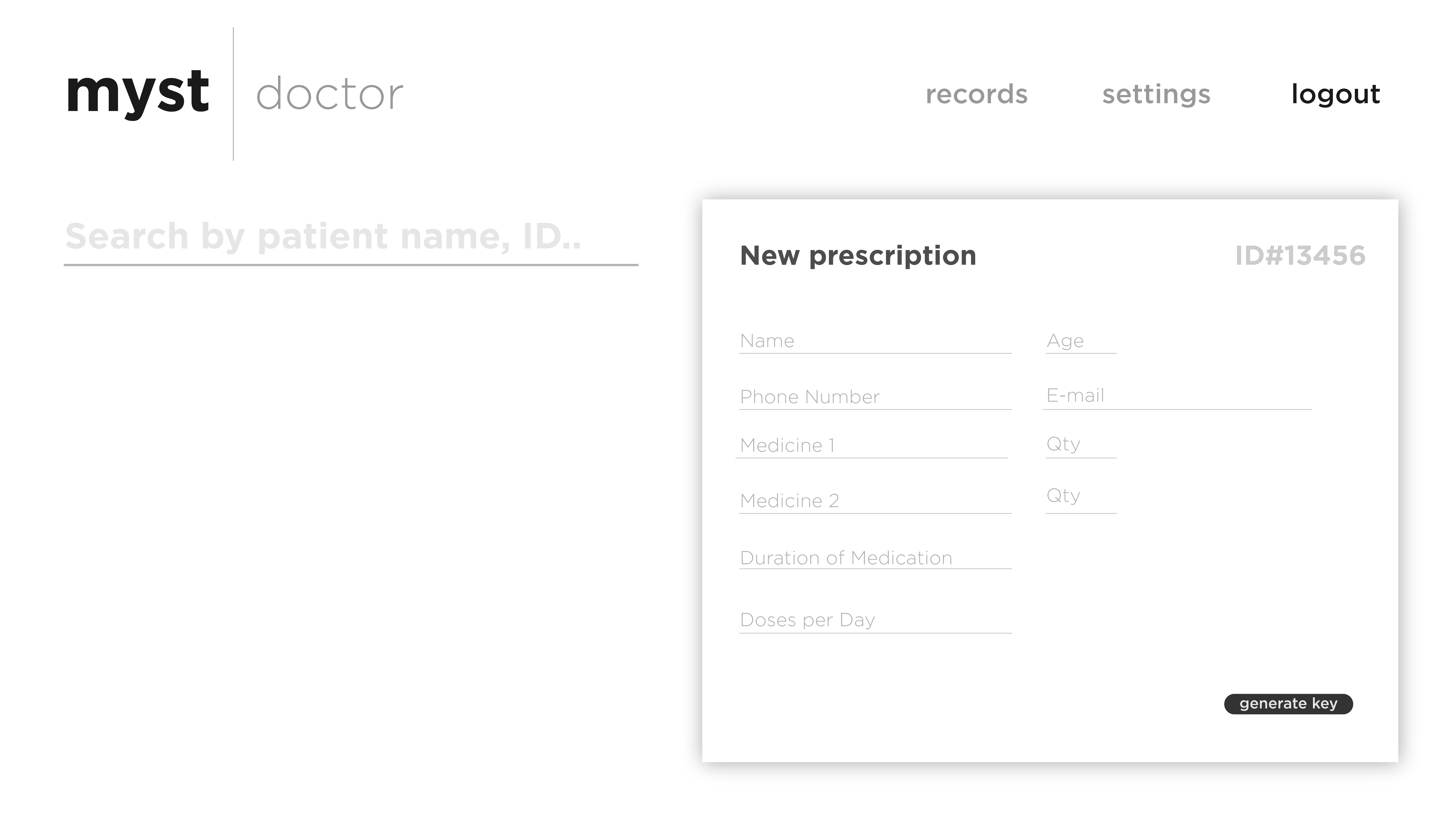 A screenshot showing the doctor facing side of the myst online system