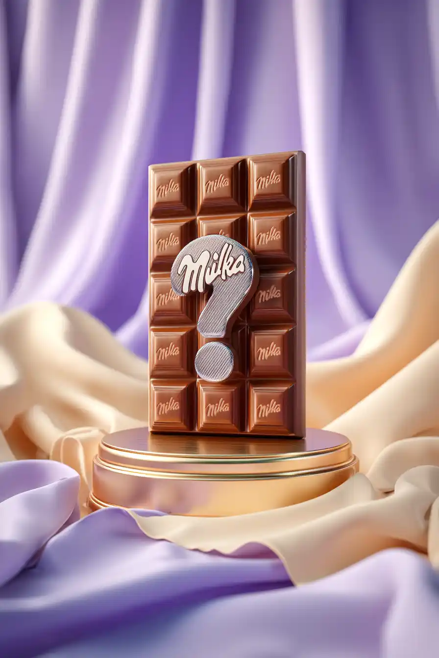 Photo produit chocolat Milka générée par IA