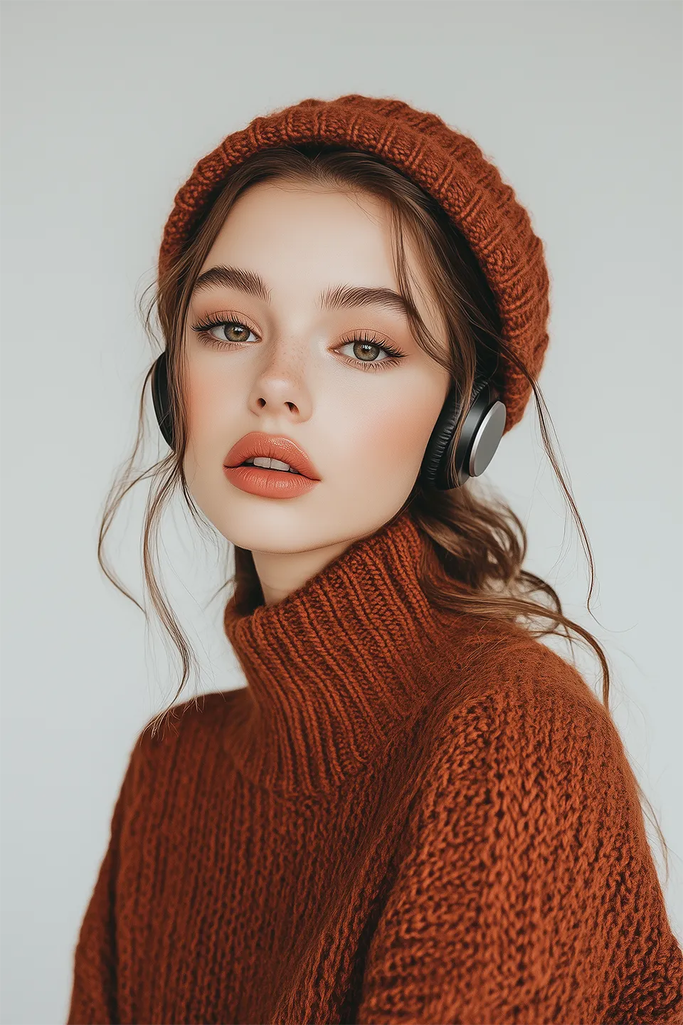 woman wearing earphones