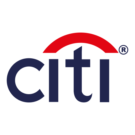 Citi bank logo with navy blue text and a red arc above the letters.